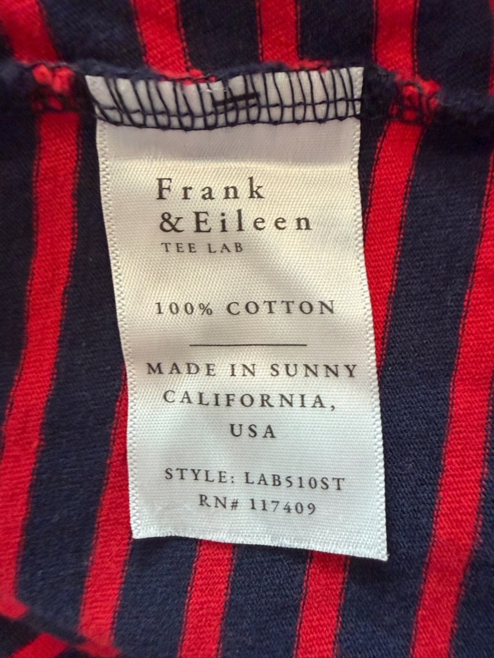 Frank & Eileen Patrick Popover Henley Red/Navy Stripe Size XS - Picture 5 of 6